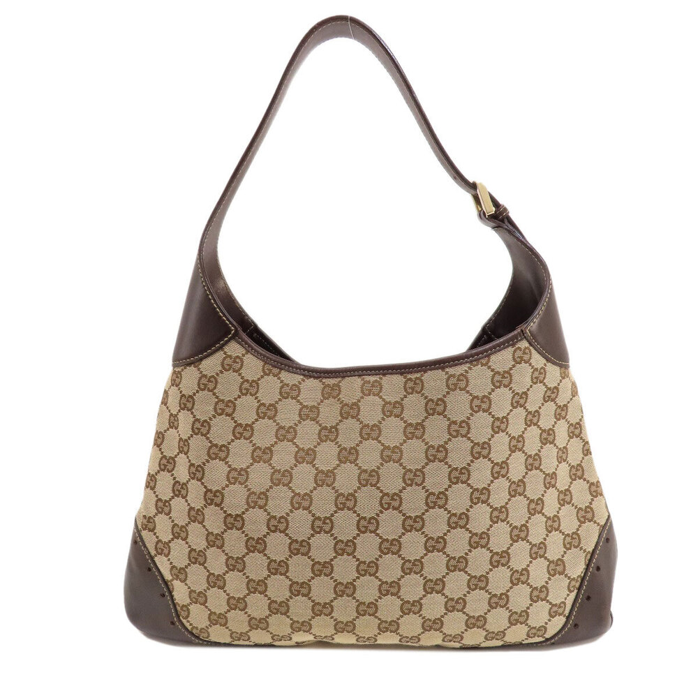 Gucci GG One Shoulder Hobo Bag Canvas Leather - Picture 2 of 11